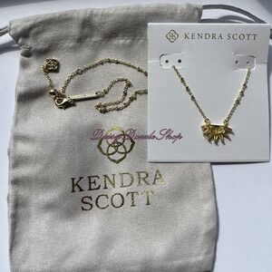 ☀️Kendra Scott Samantha Sun Gold Short Pendant Necklace Yellow Opalscent Resin☀️